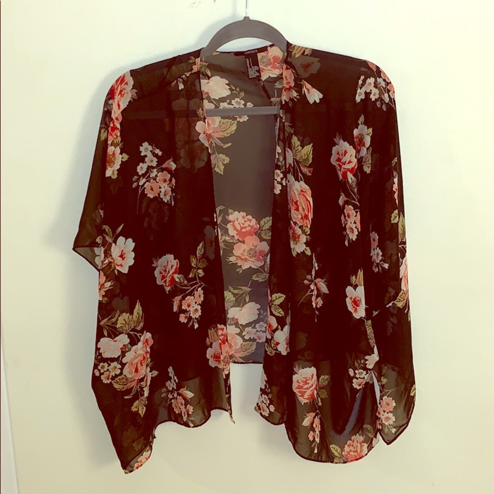 Black floral kimono